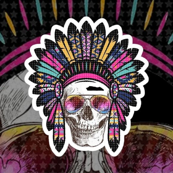 Boho Indian Skull Sticker Pack Of 3 - Picture 1 of 1